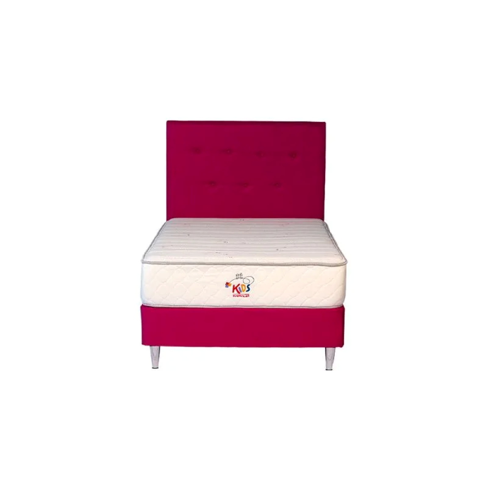 Sommier Kids Rosa 100x190 cm + Cabecera Tapizada Rosa
